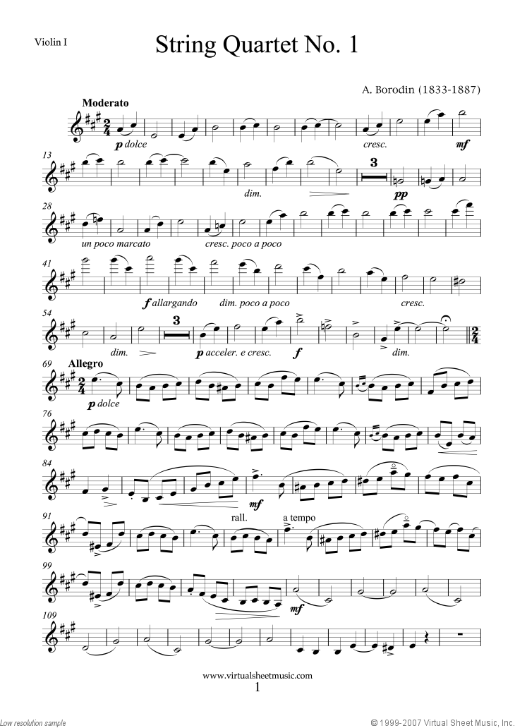 Alexander Borodin String Quartet No 1