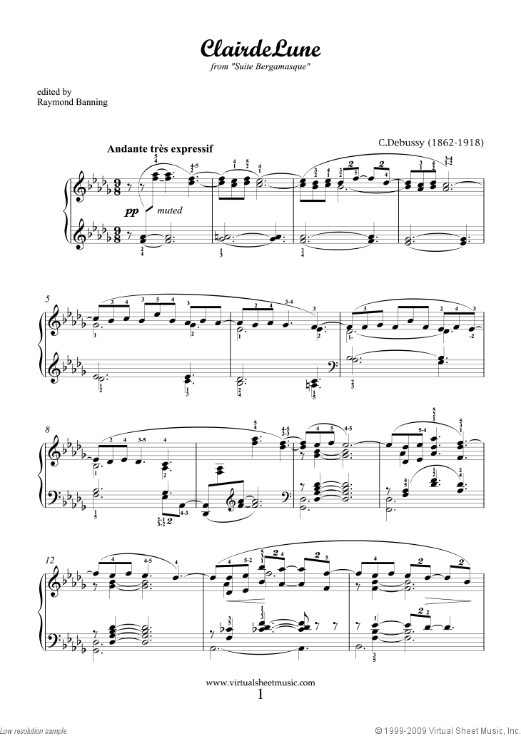 Clair de Lune (New Edition) sheet music for piano solo by Debussy