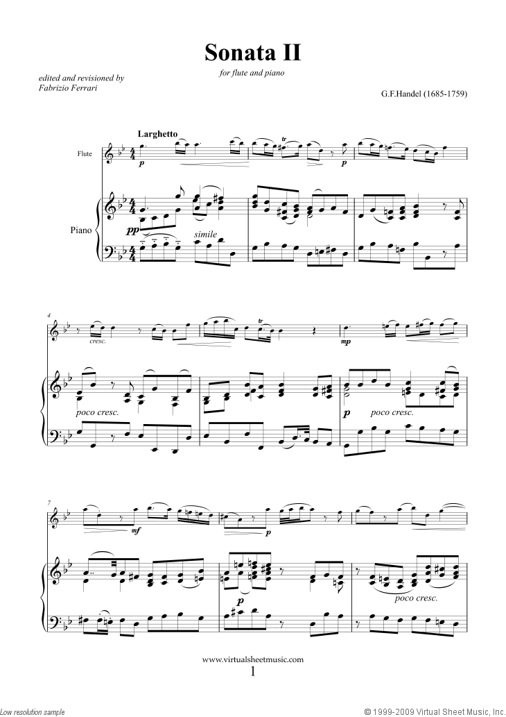 moonlight sonata sheet music free. Sonata Op.1 No.2 HWV 360 sheet