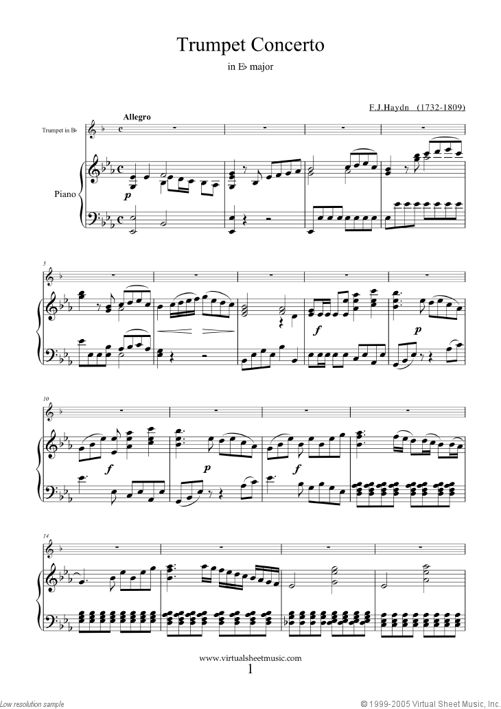 haydn trumpet concerto. Concerto in Eb major sheet