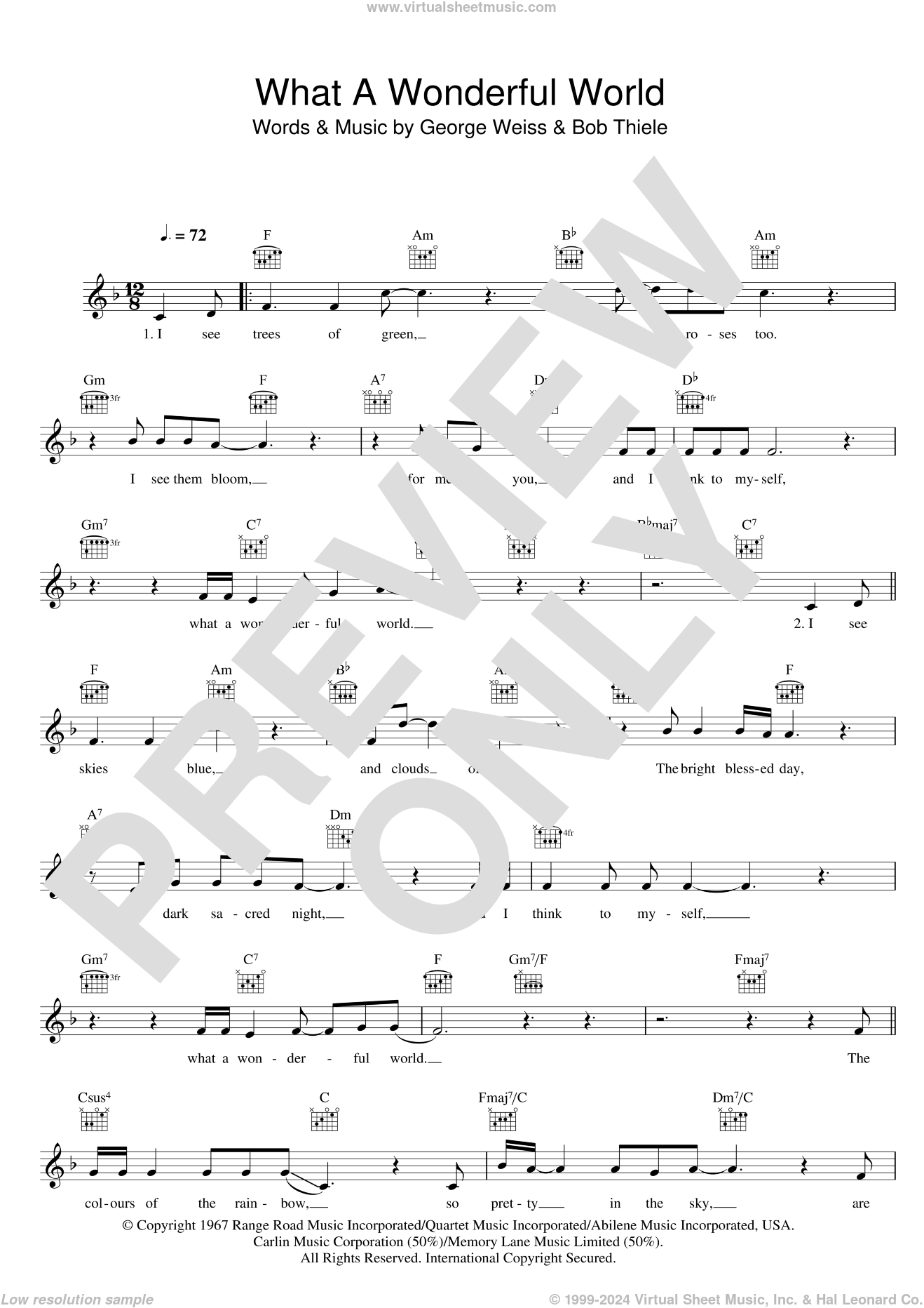 Armstrong - What A Wonderful World sheet music (fake book) [PDF]