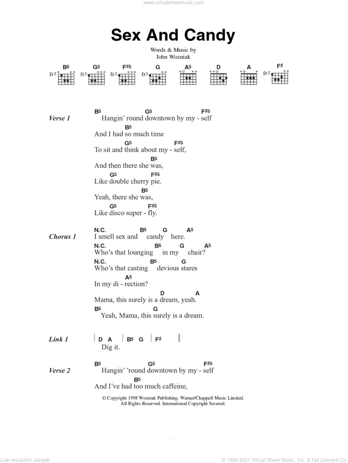 Playground Sex And Candy Sheet Music For Guitar Chords