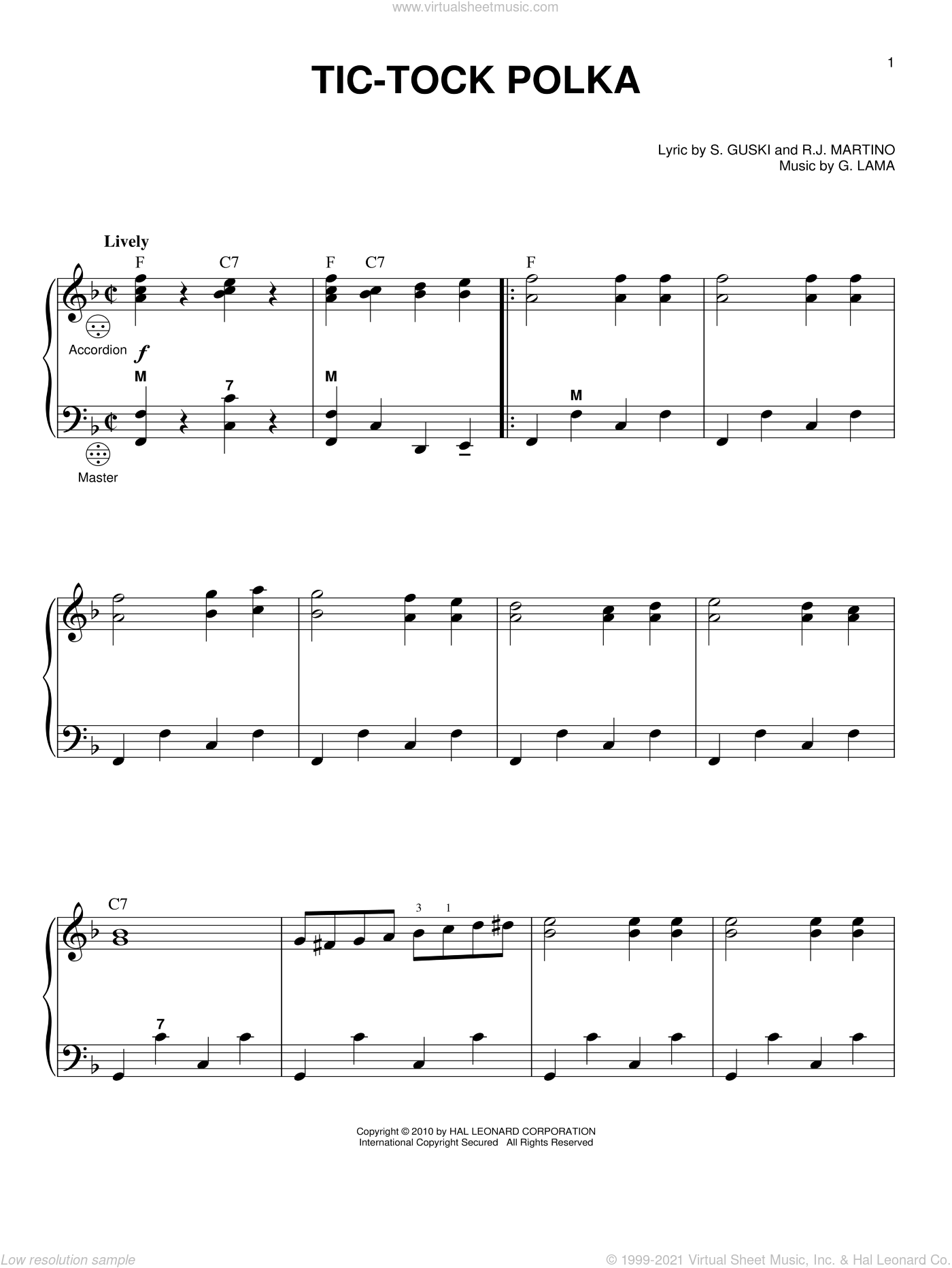 Yankovic - Tic-Tock Polka sheet music for accordion [PDF]