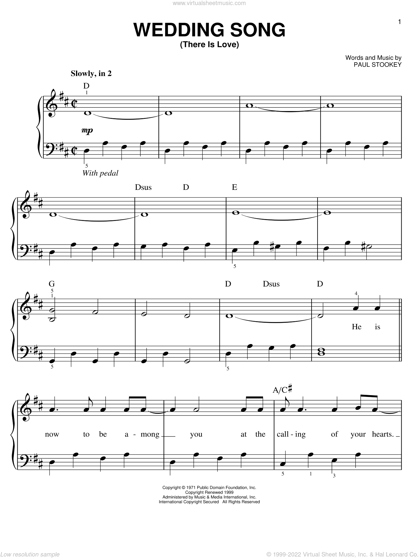 Mary Wedding Song (There Is Love), (easy) sheet music