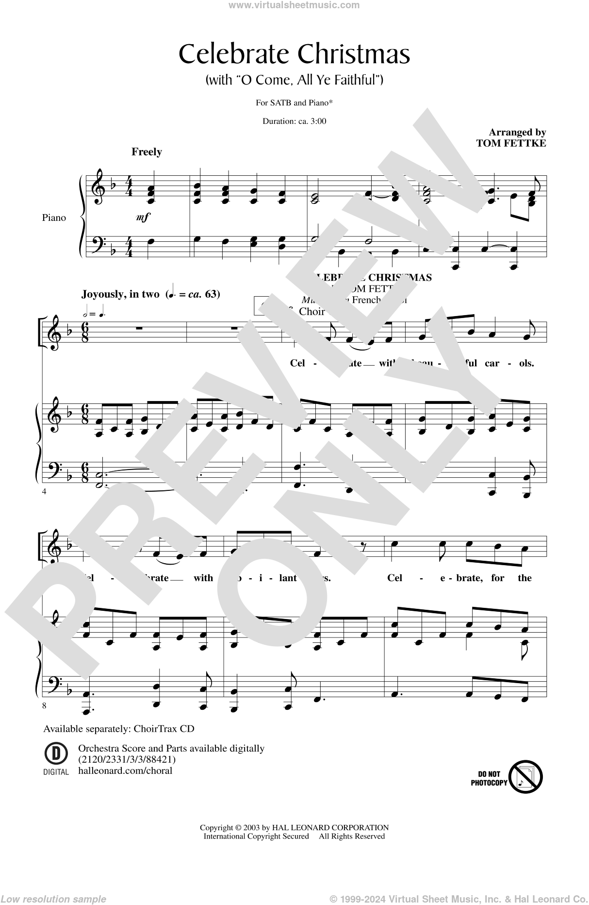 Fettke - Celebrate Christmas (with O Come, All Ye Faithful) sheet music for choir (SATB: soprano ...