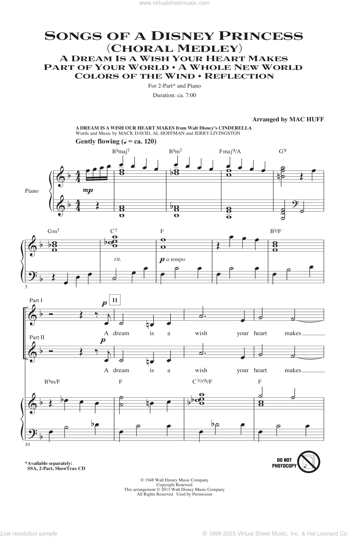 Huff Songs of a Disney Princess (Choral Medley) sheet