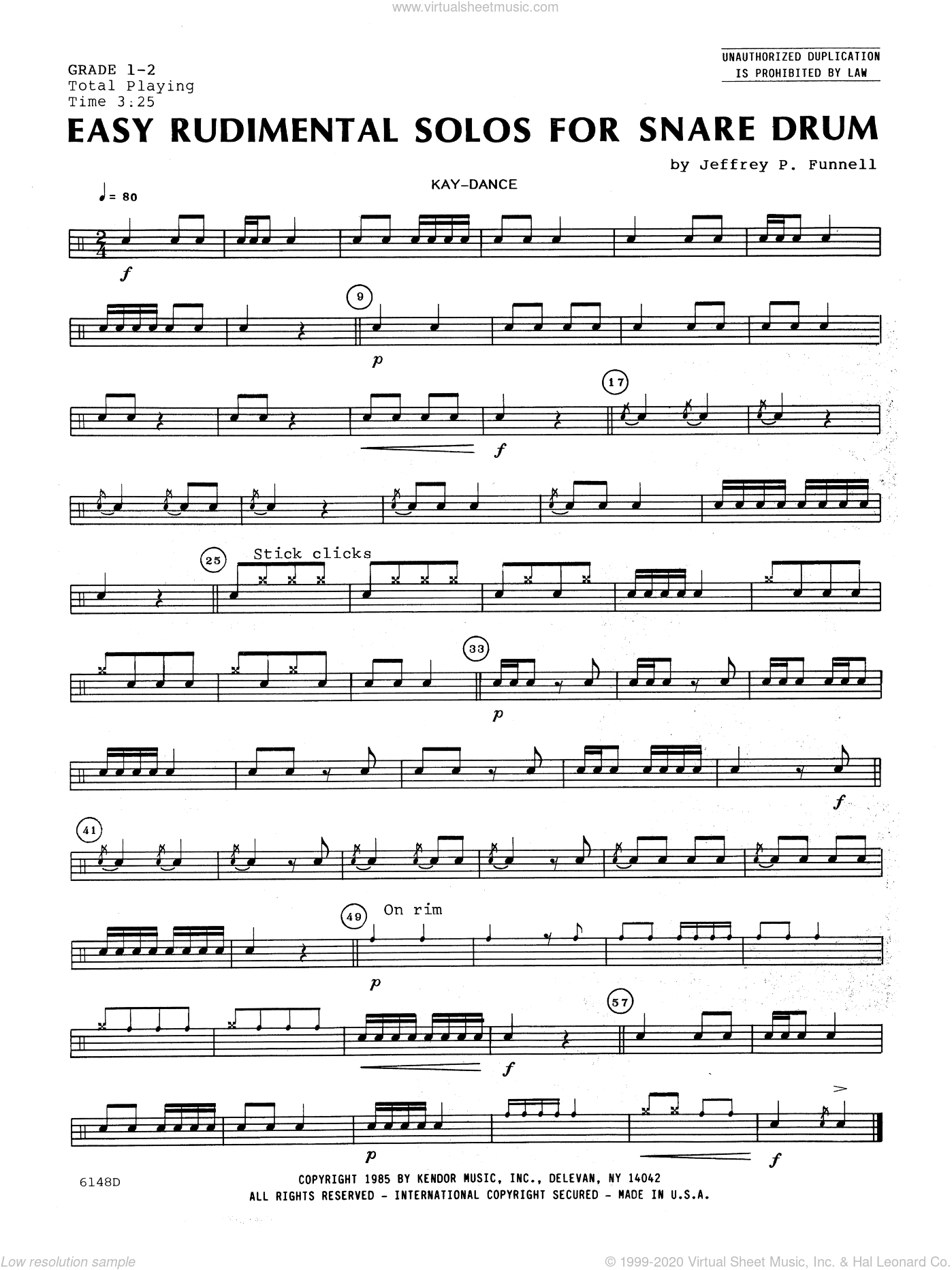 Funnell - Easy Rudimental Solos For Snare Drum sheet music for percussions