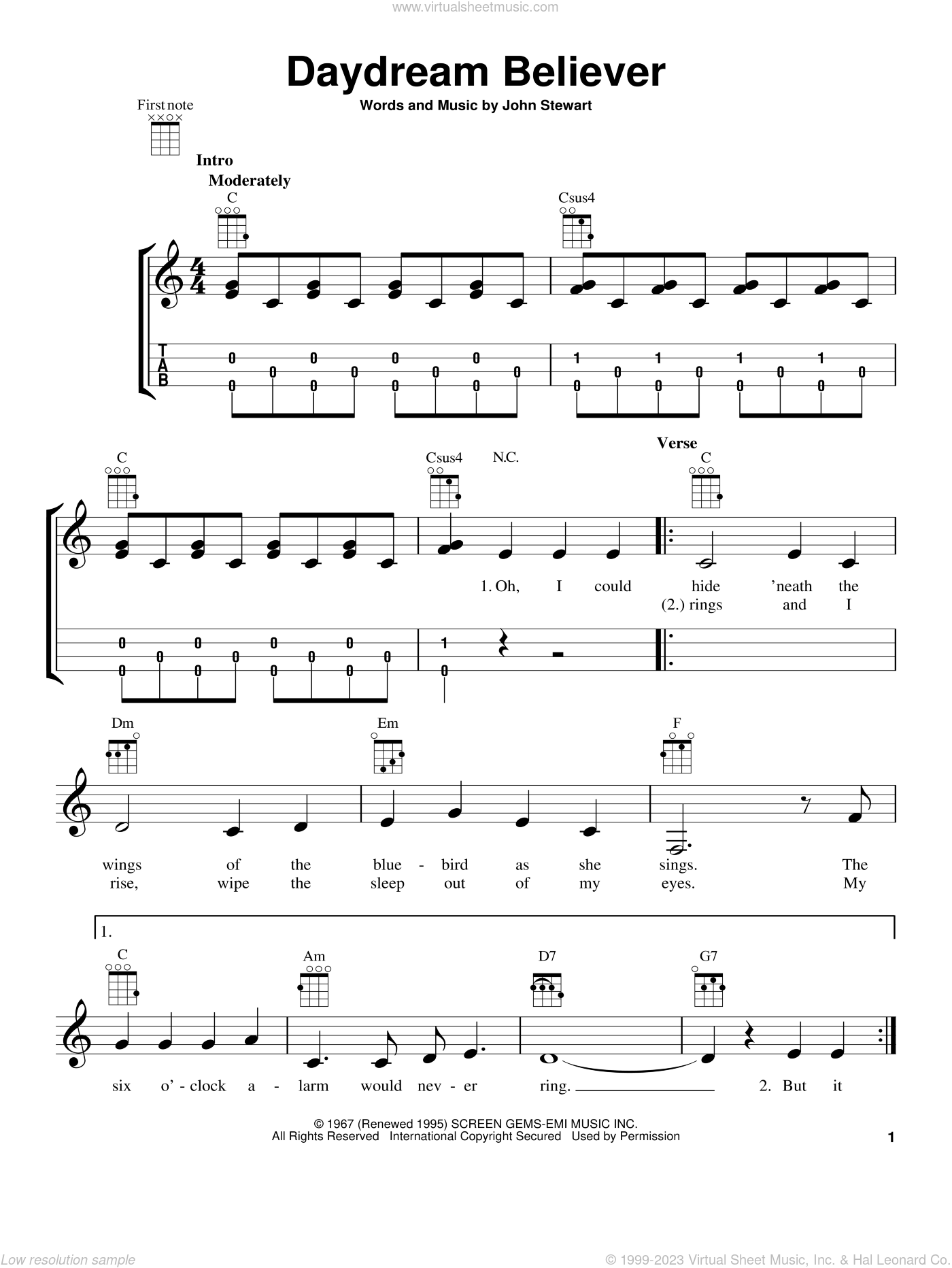 You And Me The Daydream Sheet Music