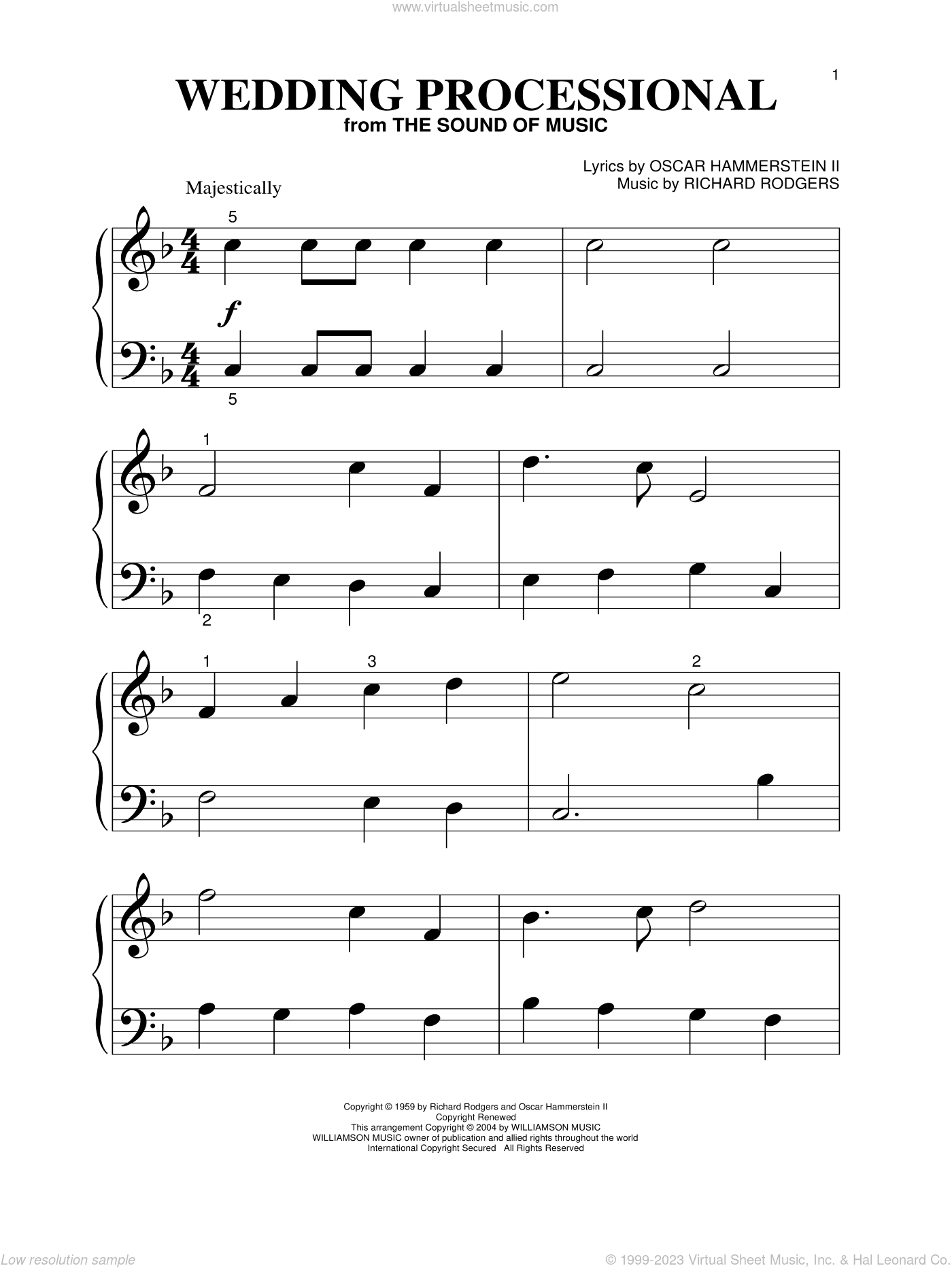 Hammerstein Wedding Processional sheet music for piano