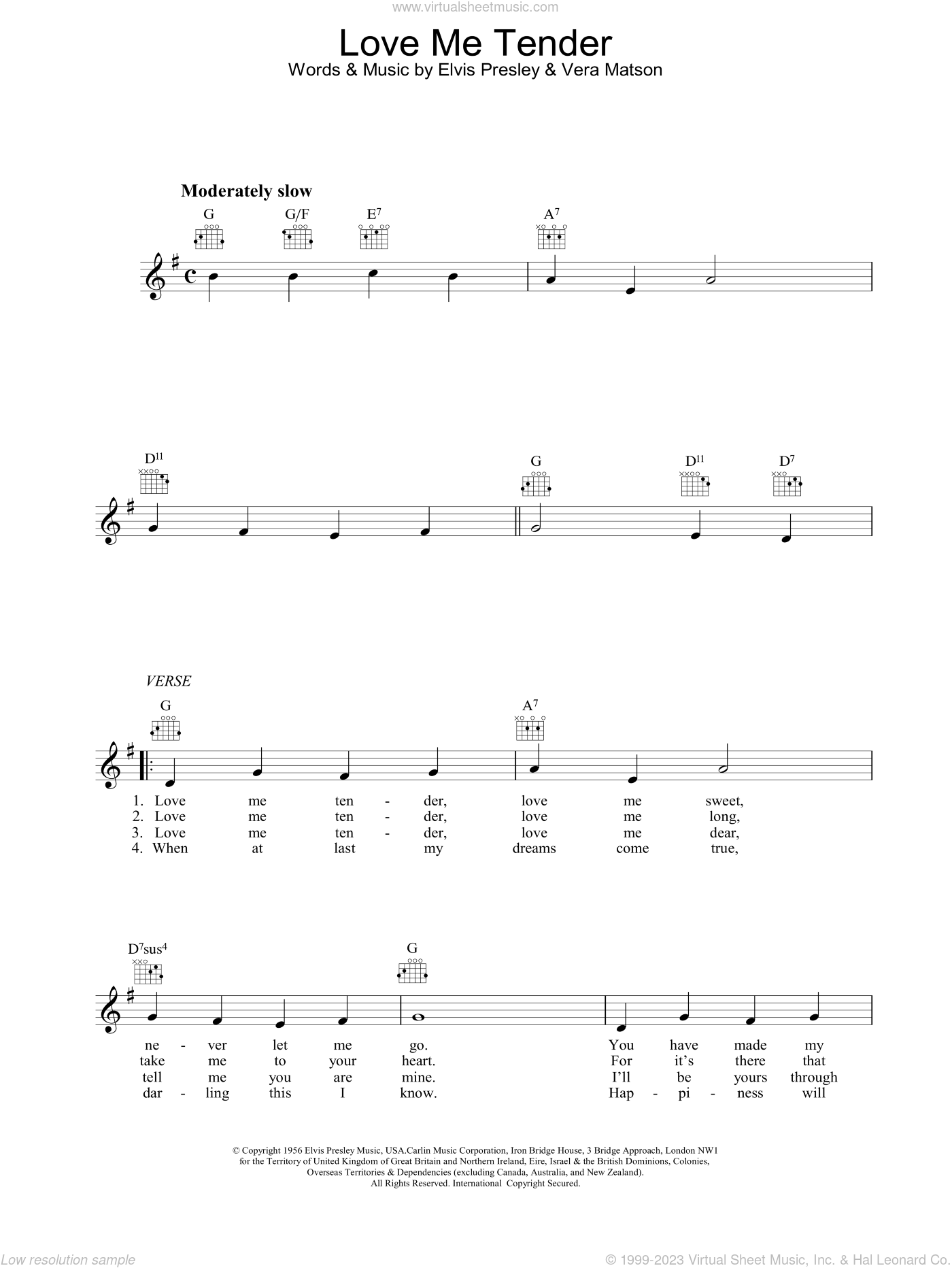 Presley Love Me Tender sheet music (fake book) [PDF]