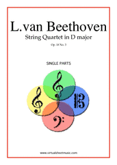 Ludwig van Beethoven: Quartet Op.18 No.3 in D major (parts) sheet music  for string quartet