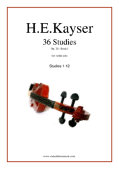 Heinrich Ernst Kayser: Studies, Etudes (1-12), Op.20 - Book I sheet music  for violin solo