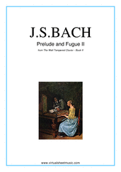 Johann Sebastian Bach: Prelude & Fugue II - Book II sheet music  for piano solo (or harpsichord)