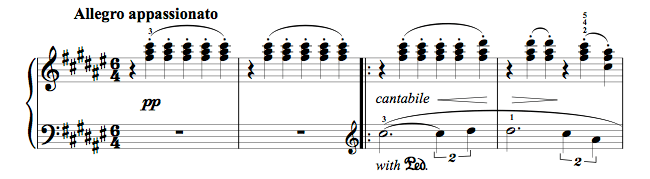 First bars of To Spring by Grieg