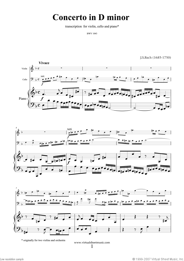 Bach - Violin, cello Concerto in D minor BWV 1043 (Double ...