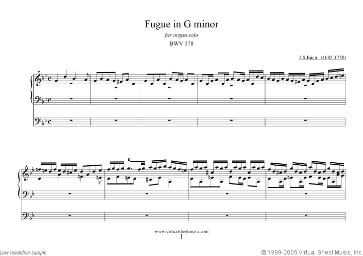 Fugue in g minor, "little", bwv 578   johann sebastian bach