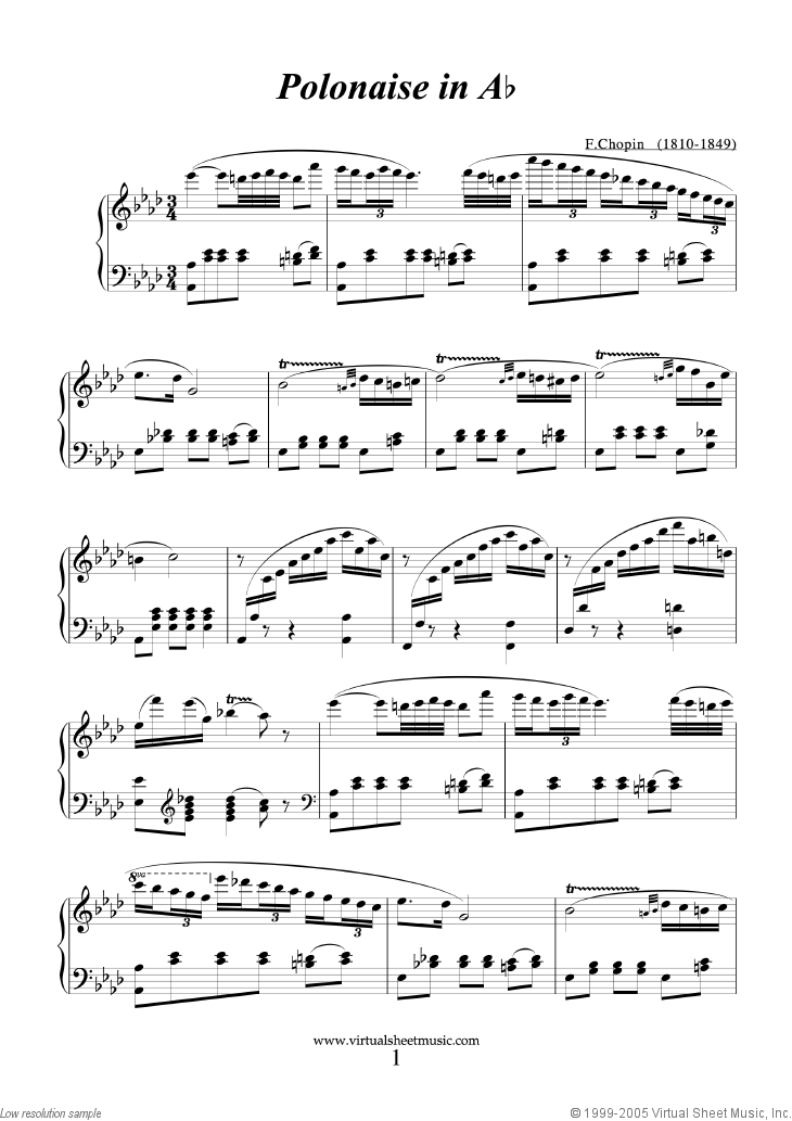Chopin - Polonaises sheet music for piano solo [PDF]