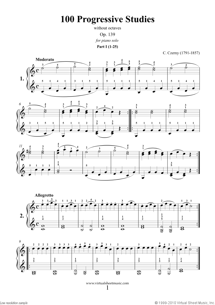 Free sheet music Czerny, Carl - Op.139 - 100 Progressive Studies (Piano solo)