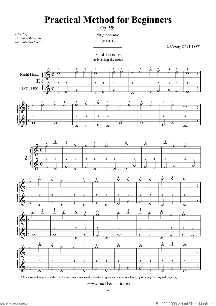 Czerny - Practical Method for Beginners Op.599, sheet ...