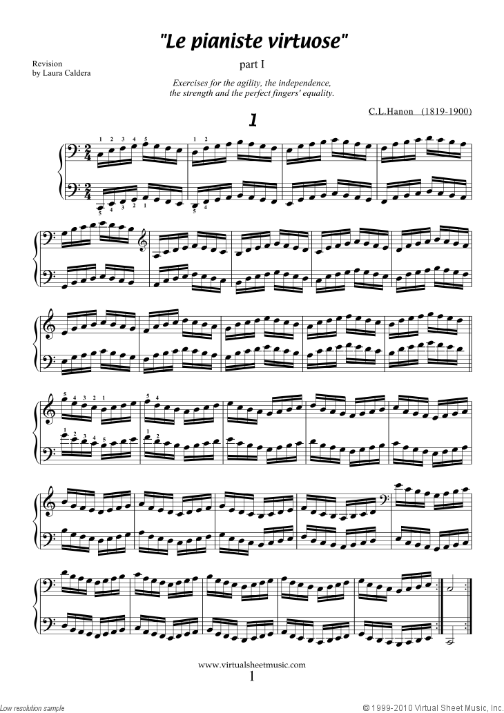 Hanon - Le Pianiste Virtuose sheet music for piano solo [PDF]