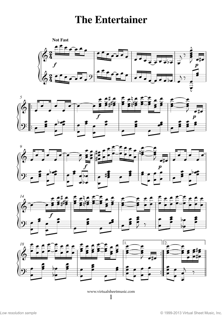 Joplin - The Entertainer sheet music for piano solo [PDF]