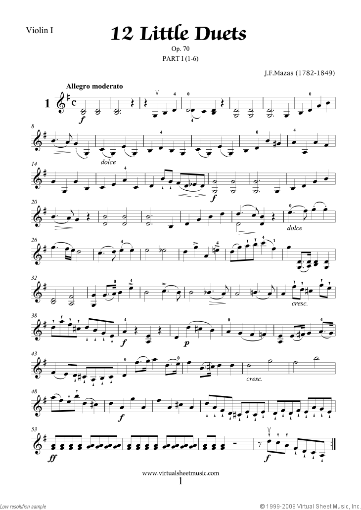 Mazas - Little Duets Op.70, 12 - COMPLETE sheet music for ...