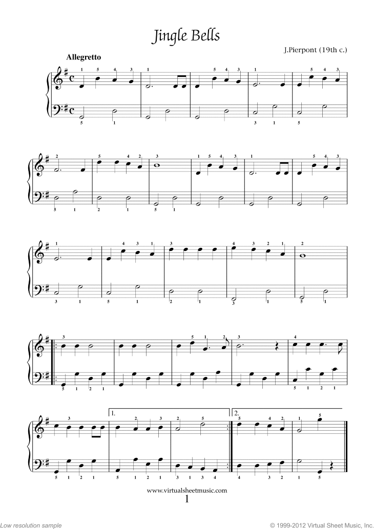 Piano Solo Christmas Duet Sheet Music Carols "For Beginners", collection 1