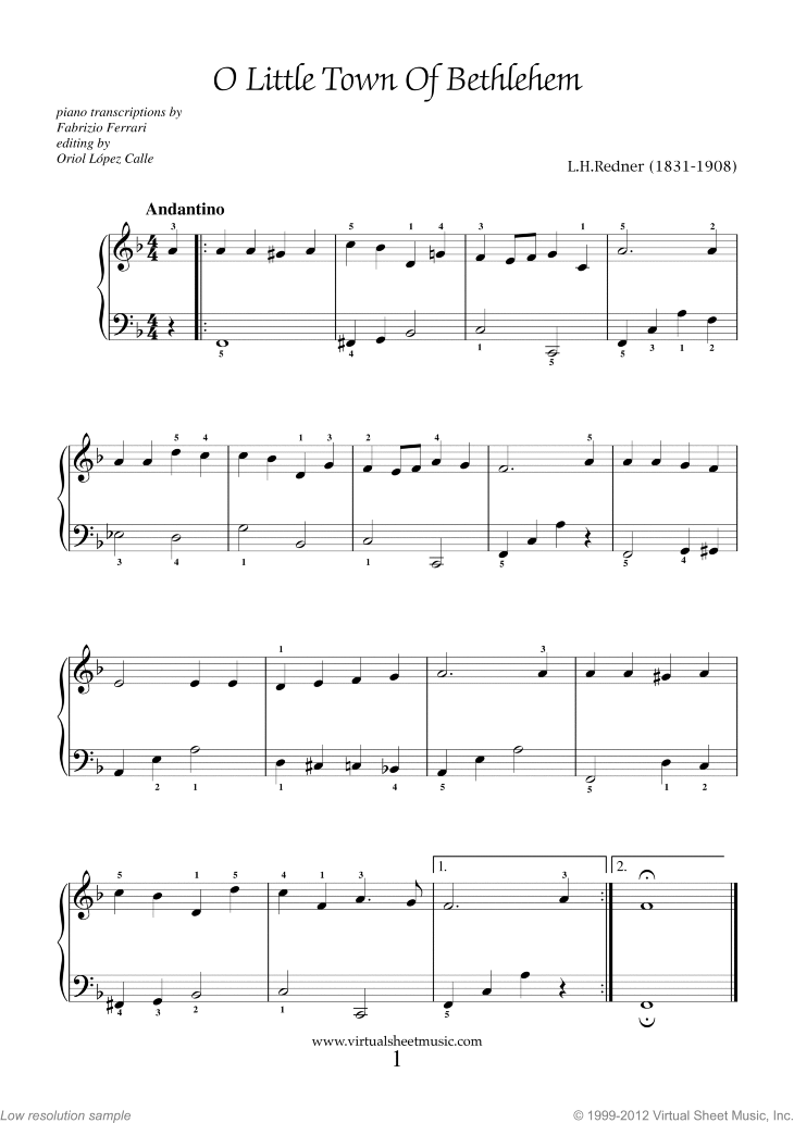 Piano Solo Christmas Duet Sheet Music Carols, very easy for beginners