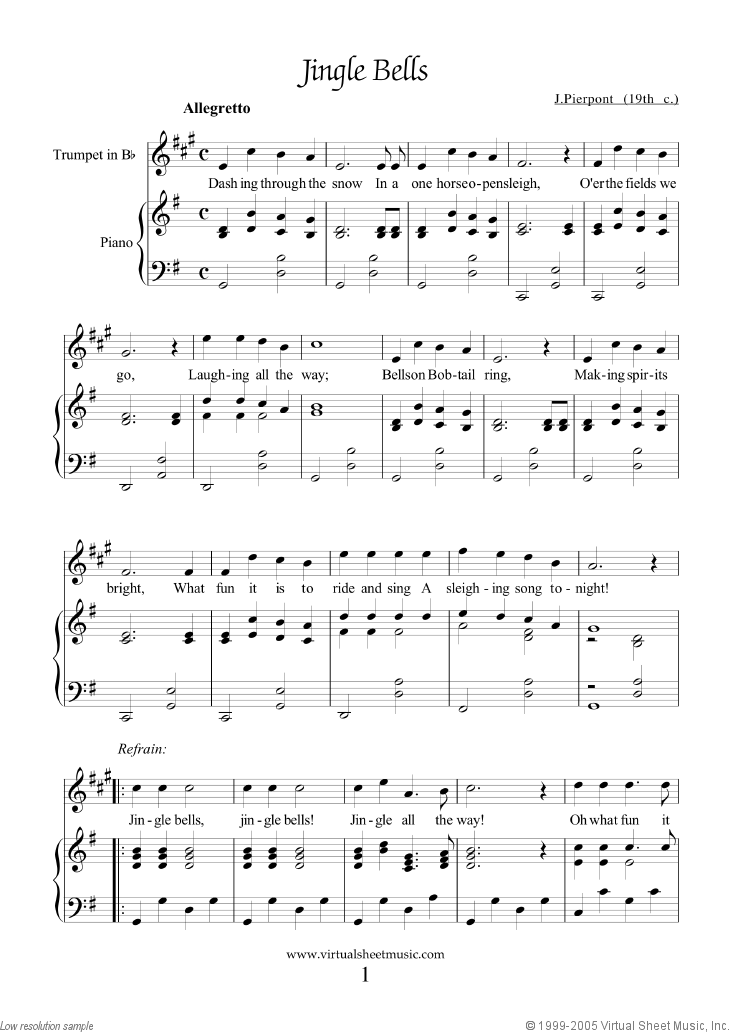 Christmas Trumpet Sheet Music Songs, Printable Carols [PDF]