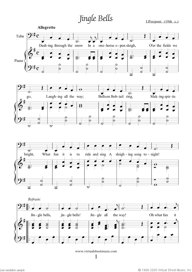 Easy Christmas Tuba Sheet Music Songs, Printable [PDF]