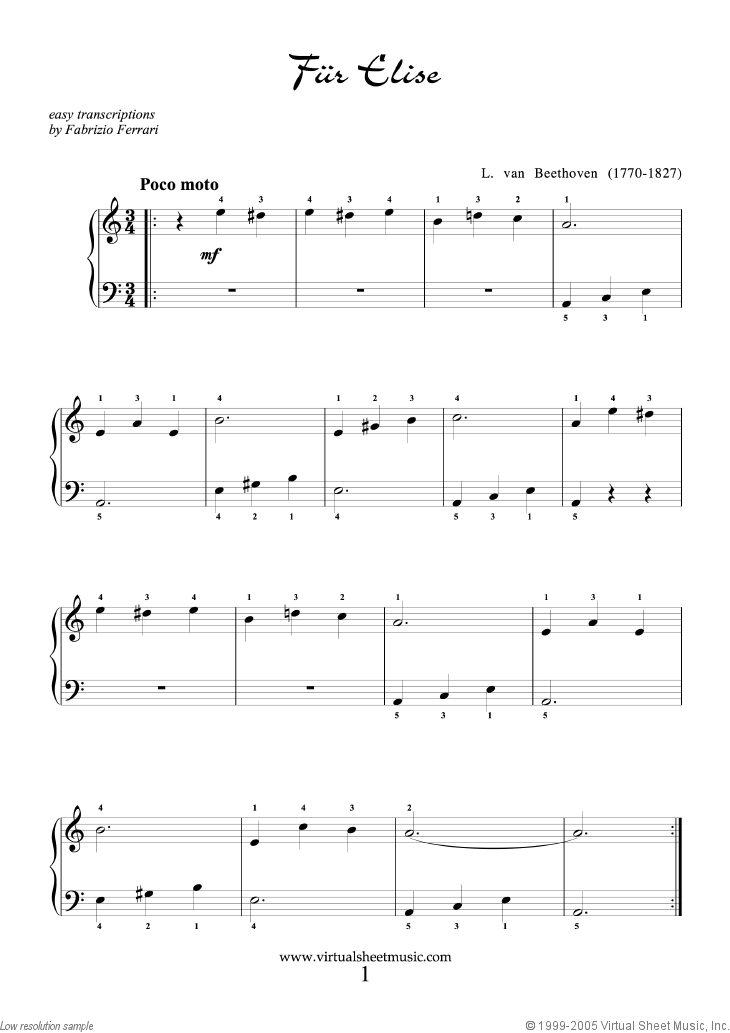 Free sheet music PIANO - EASY - Download PDF, MP3 & MIDI