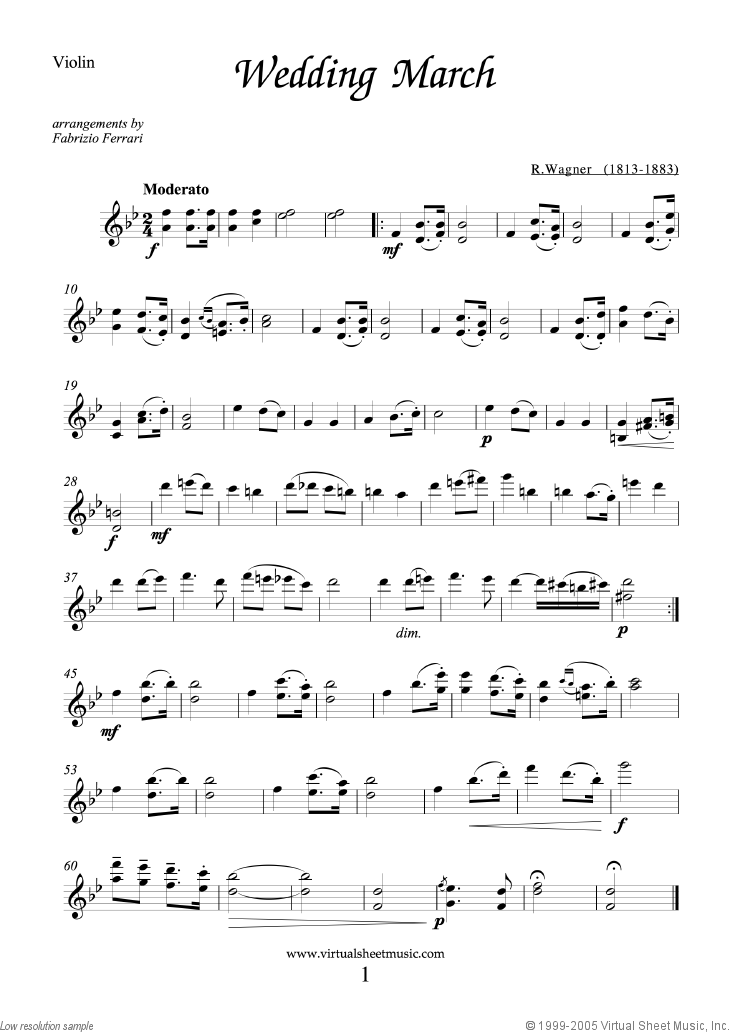 Wedding Sheet Music for violin and viola [PDF-interactive]