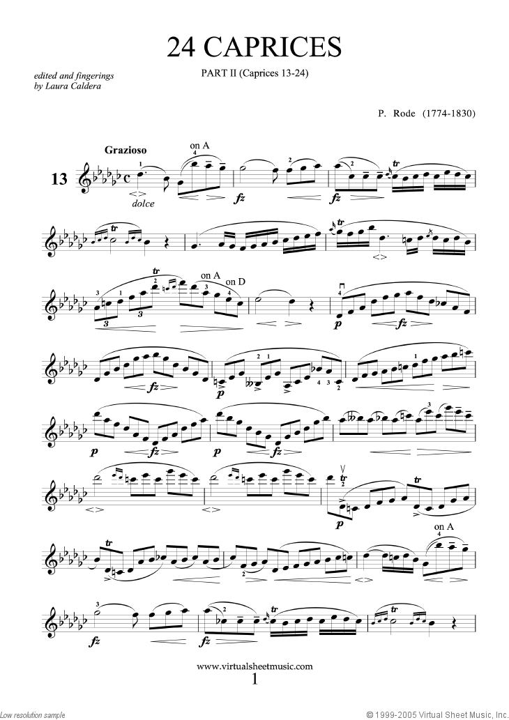 24 Caprices pour violon seul Pierre Rode 