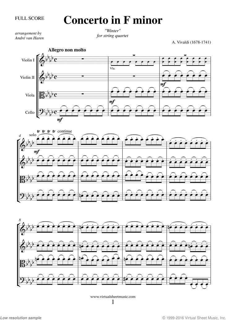 Concerto "winter" (f.score) For String Quartet