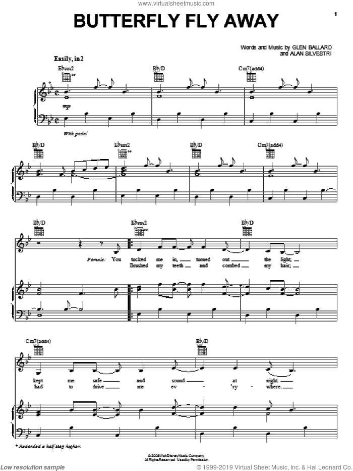Cyrus - Butterfly Fly Away sheet music for voice, piano or guitar