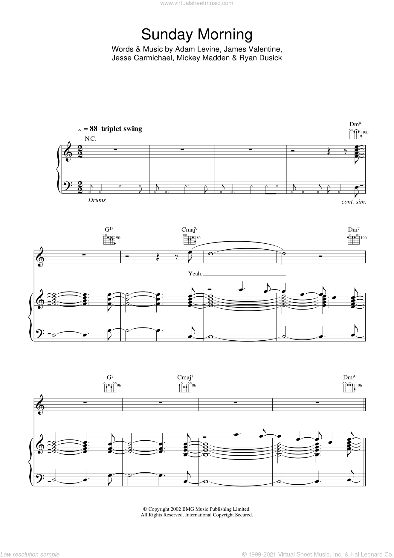5 - Sunday Morning sheet music for voice, piano or guitar