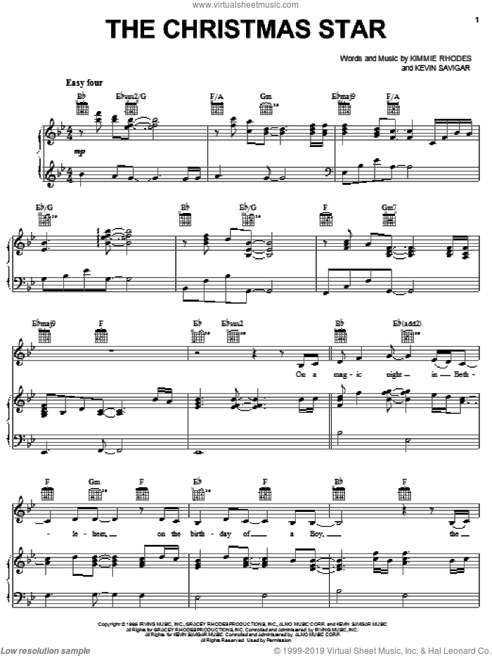 Winans - The Christmas Star sheet music for voice, piano or guitar