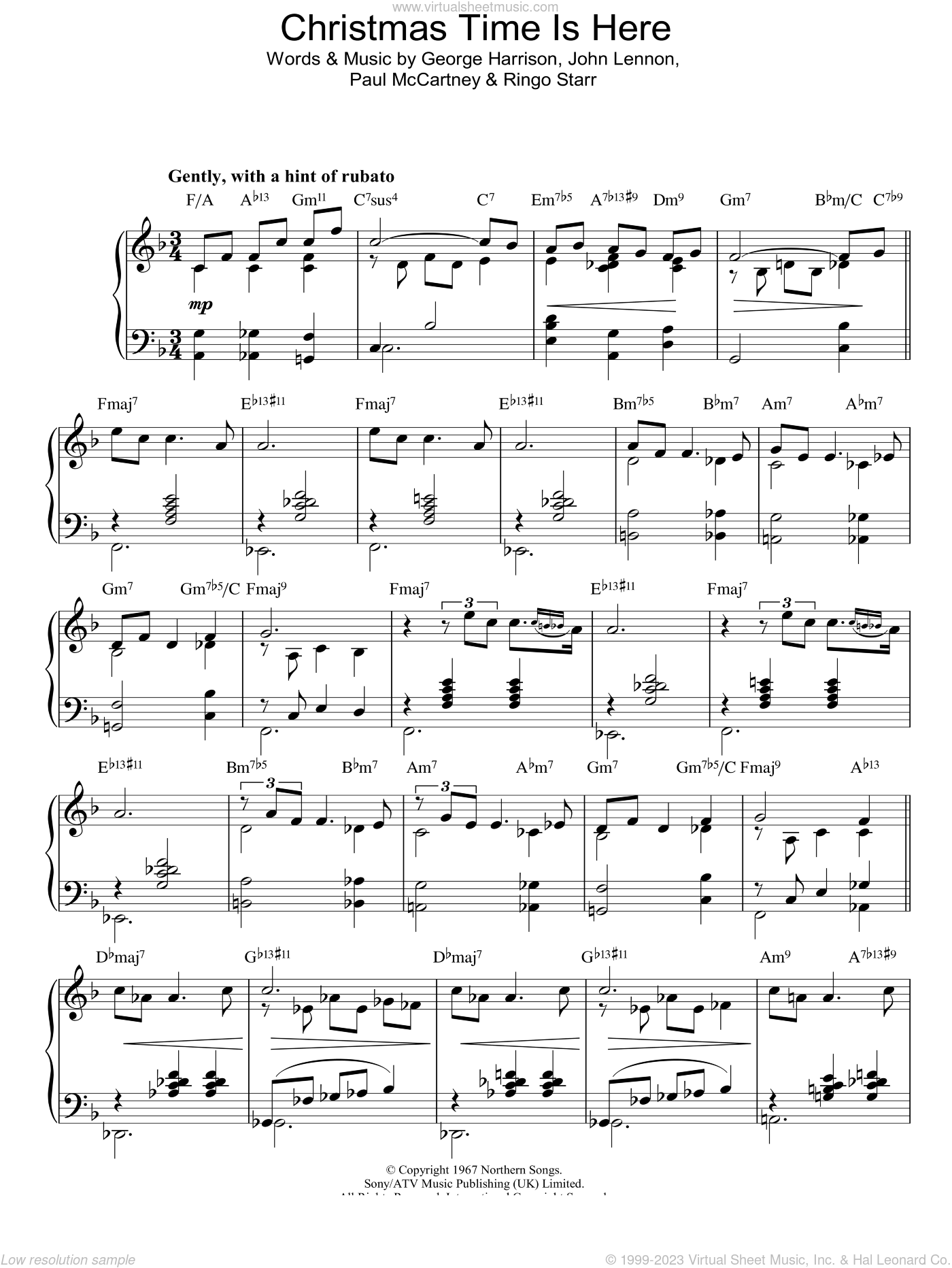 Beatles - Christmas Time (Is Here Again) sheet music for piano solo