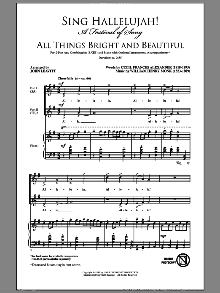 Leavitt - Sing Hallelujah! A Festival Of Song sheet music for choir