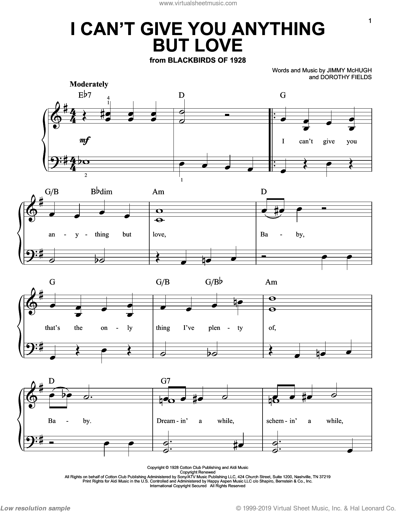 Fields - I Can't Give You Anything But Love sheet music for piano solo
