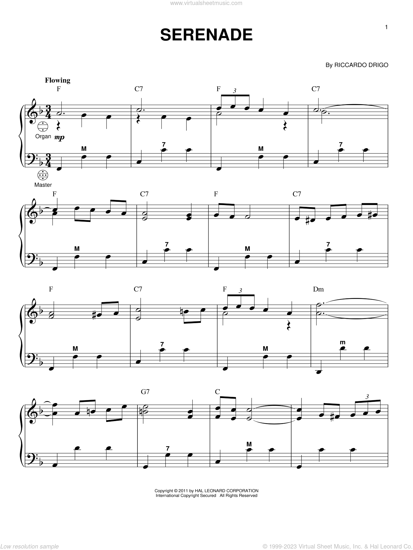 Drigo - Serenade sheet music for accordion [PDF]