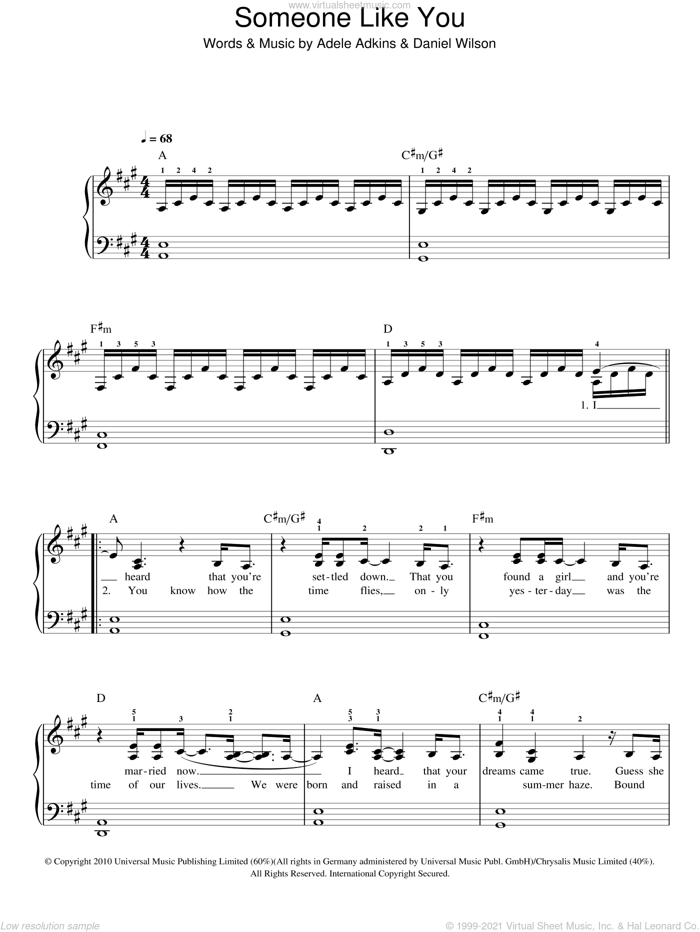 Adele - Someone Like You sheet music for piano solo1400 x 1864