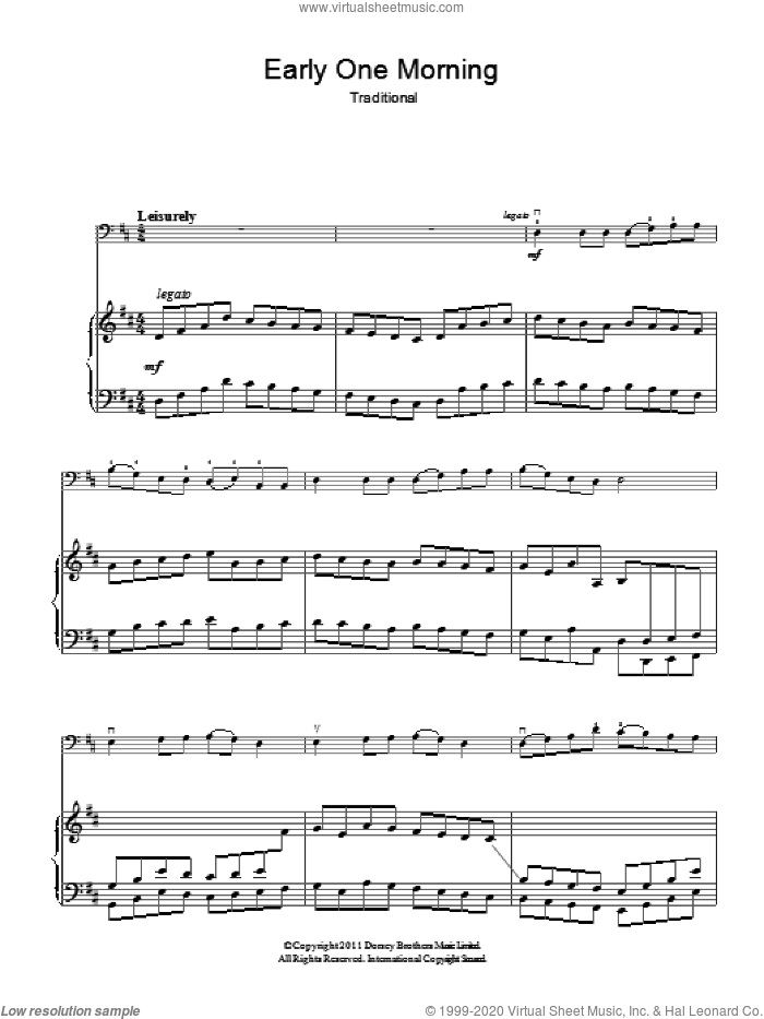 Early One Morning sheet music for voice, piano or guitar