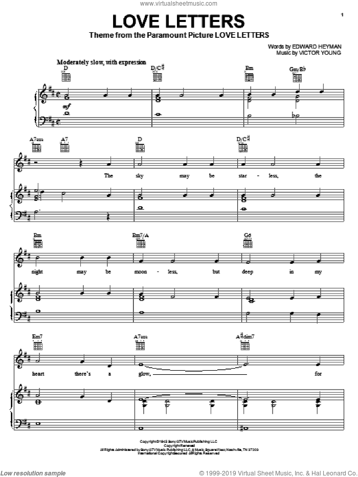 Krall - Love Letters sheet music for voice, piano or guitar PDF