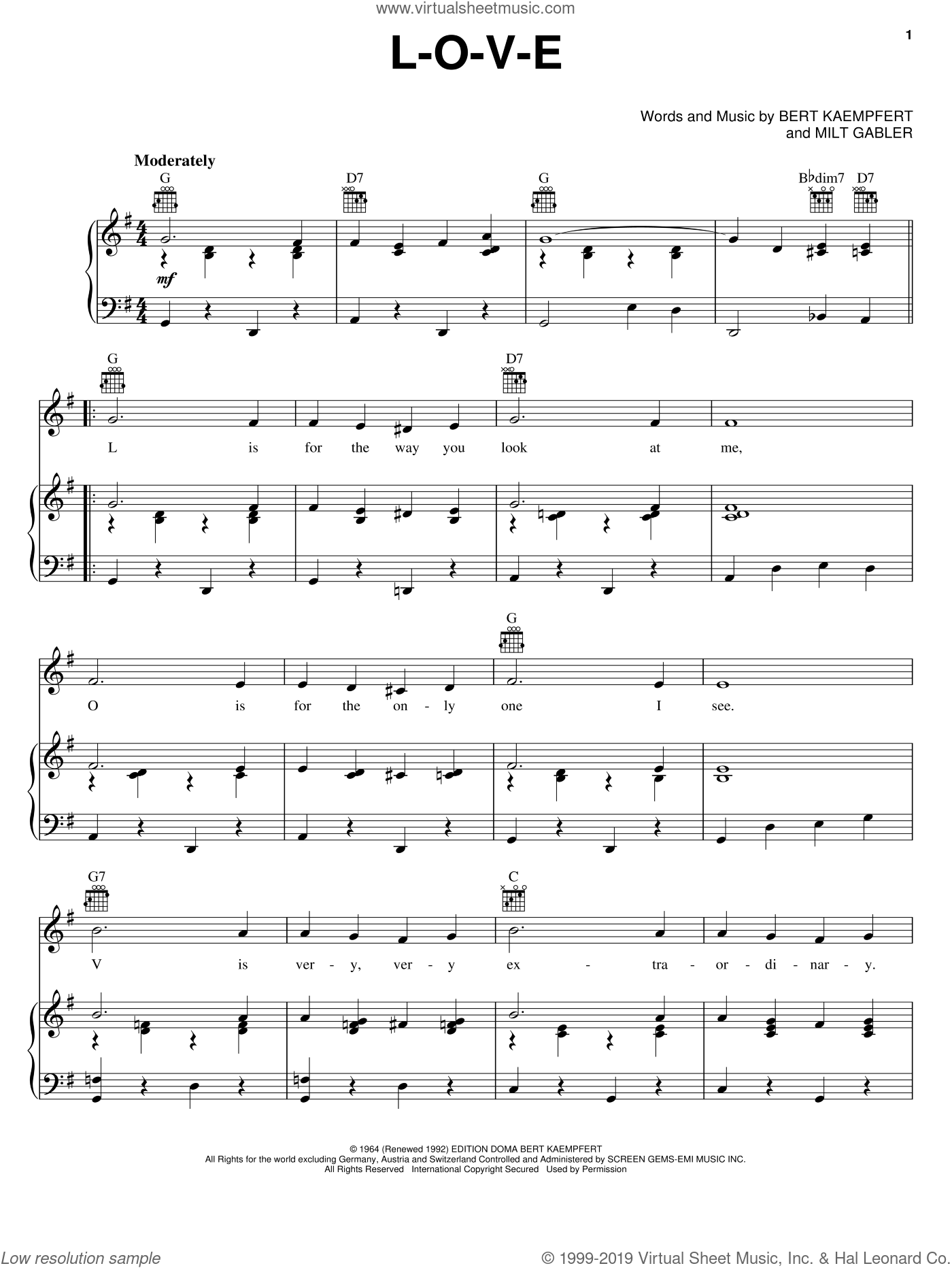 Cole - L-O-V-E sheet music for voice, piano or guitar PDF