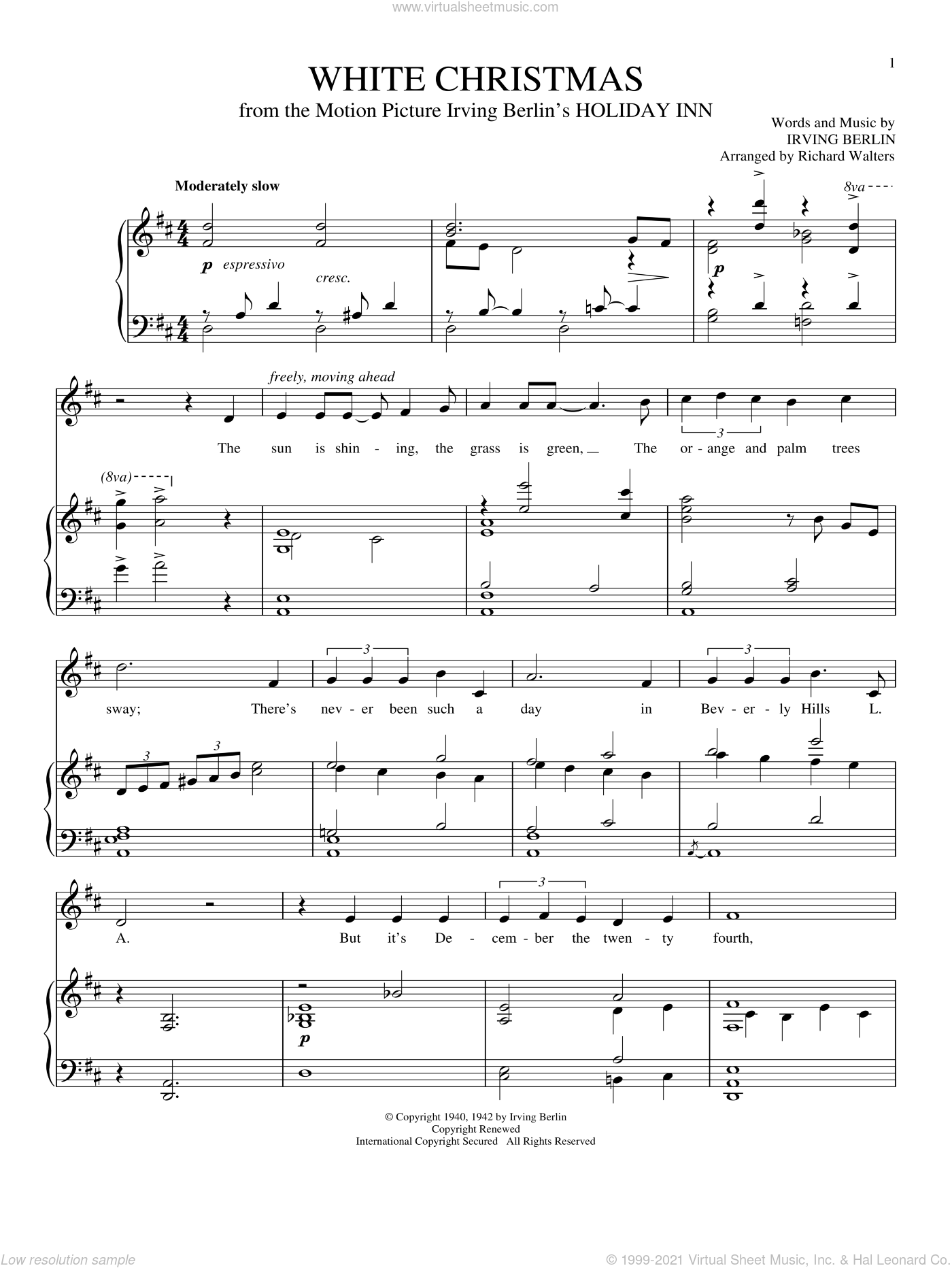 Berlin - White Christmas sheet music for voice and piano PDF