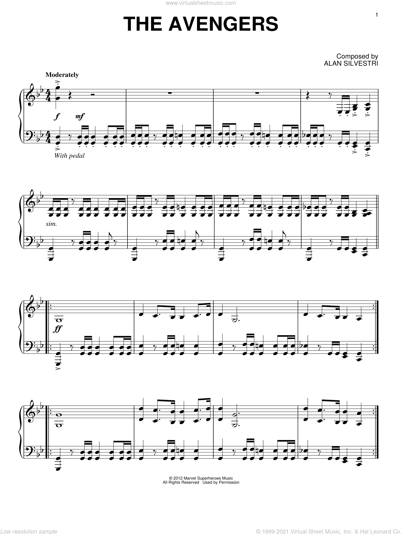 Silvestri - The Avengers sheet music for piano solo [PDF]