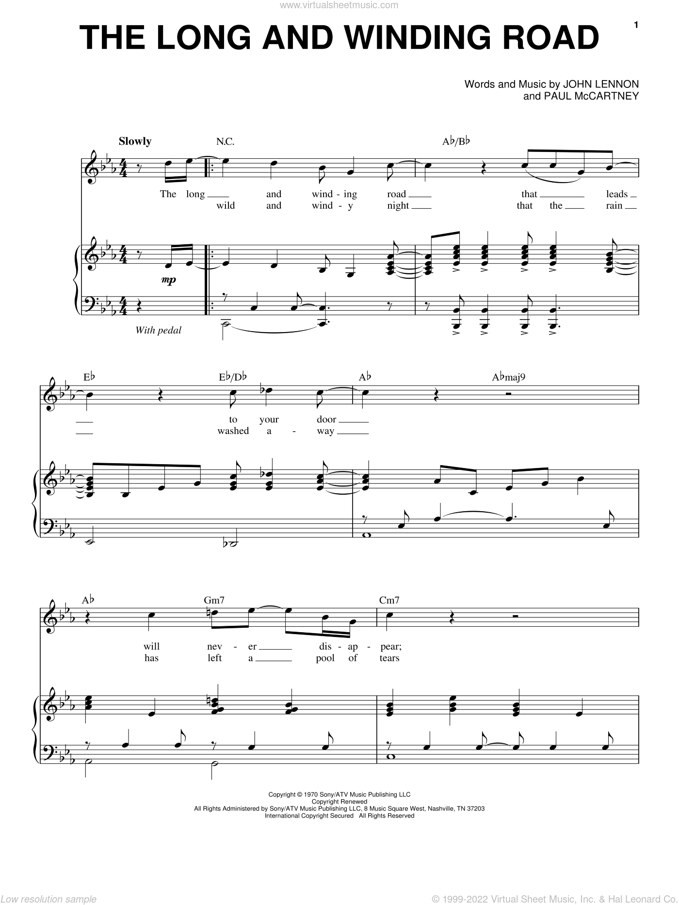 Beatles - The Long And Winding Road sheet music for voice and piano