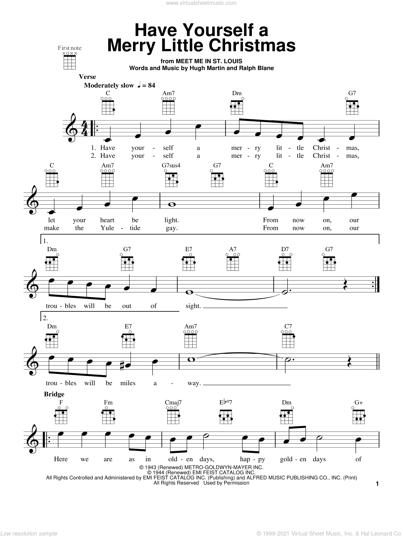 Martin - Have Yourself A Merry Little Christmas sheet music for ukulele