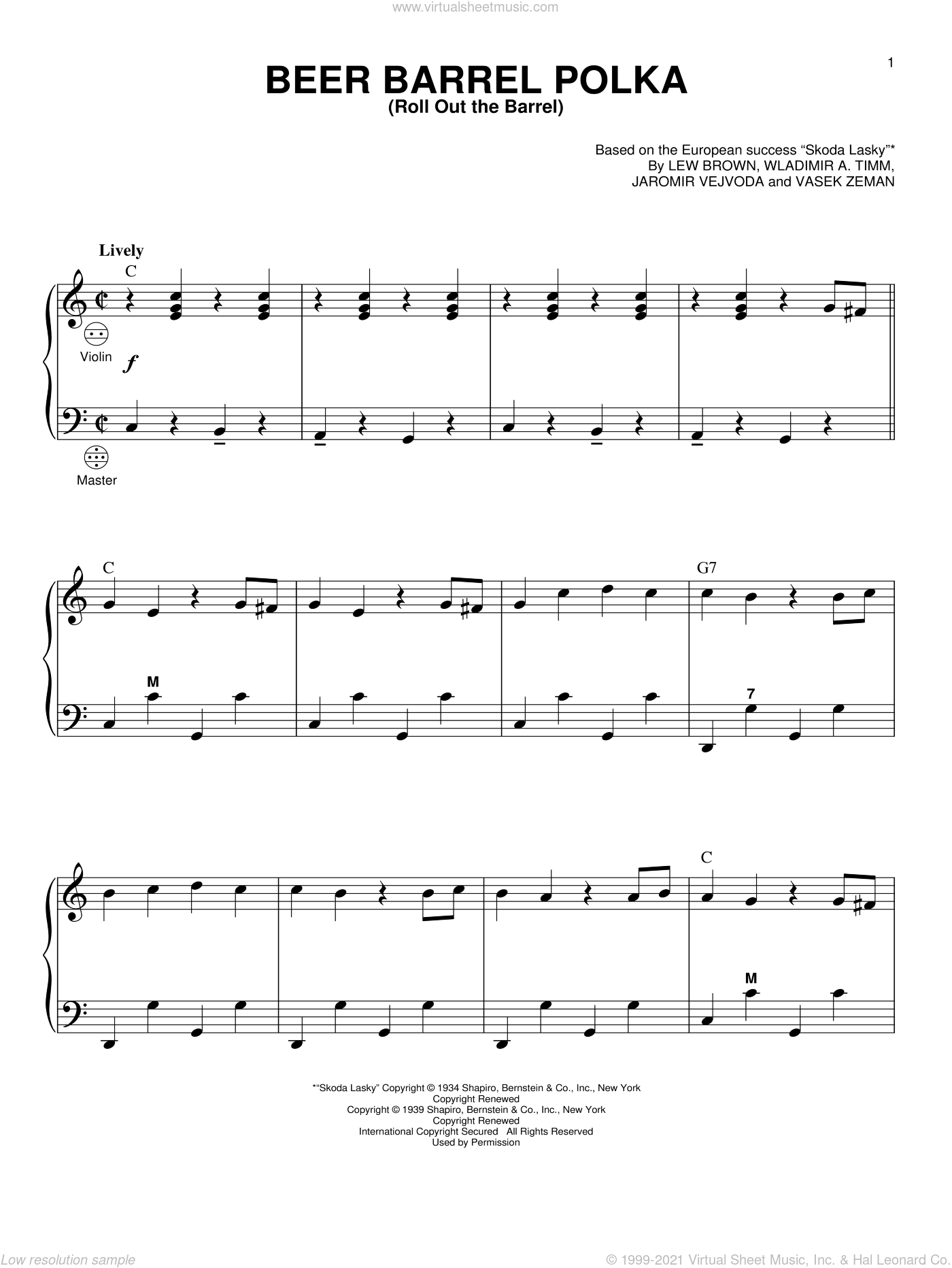Vinton - Beer Barrel Polka (Roll Out The Barrel) sheet music for accordion